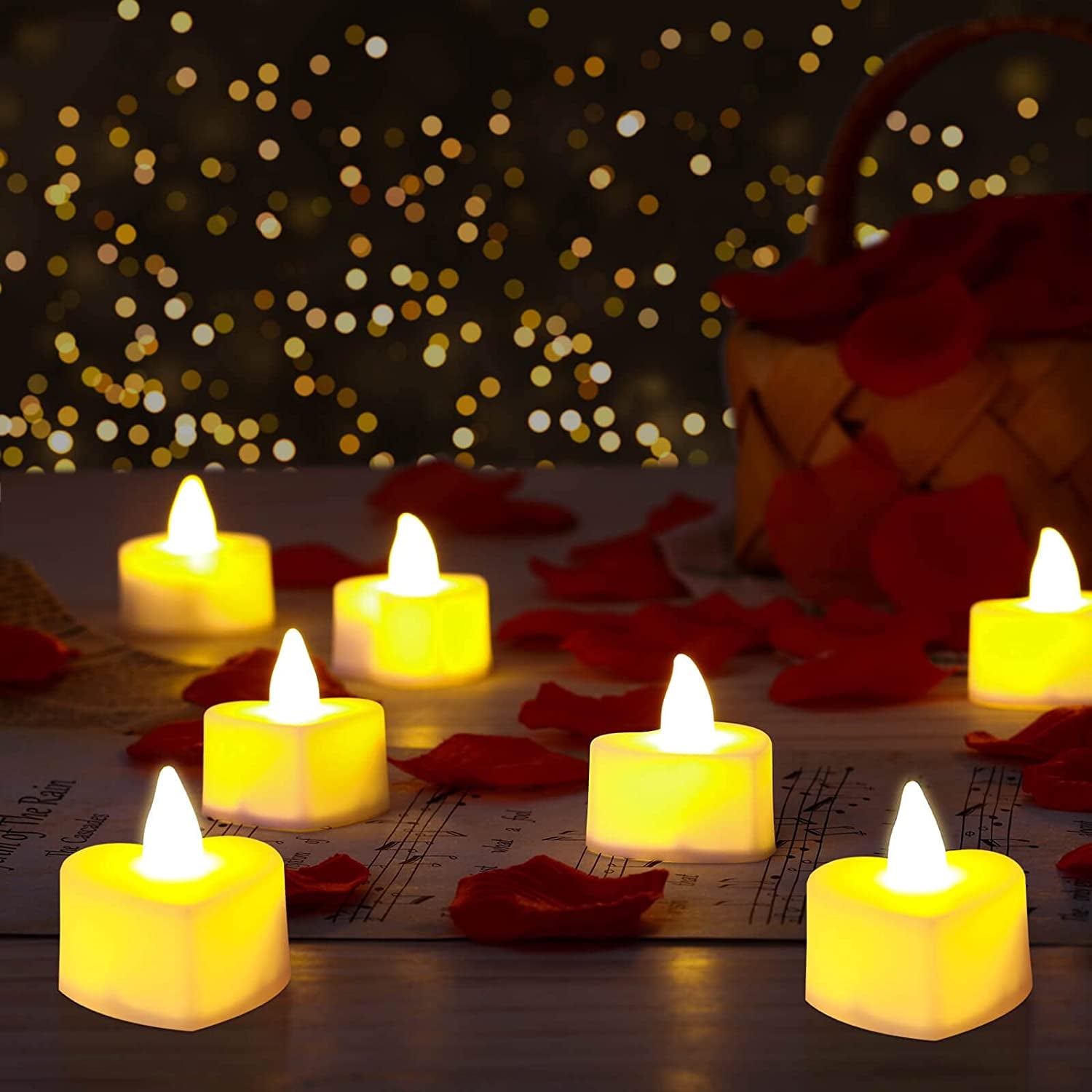 2000 Pieces Artificial Rose Petals with 24 Pieces LED Tea Lights Candles, Cridoz Romantic Decorations Special Night Set for Romantic Night, Valentine'S Day, Wedding Anniversary or Table Décor Animals & Pet Supplies > Pet Supplies > Dog Supplies > Dog Apparel Cridoz   