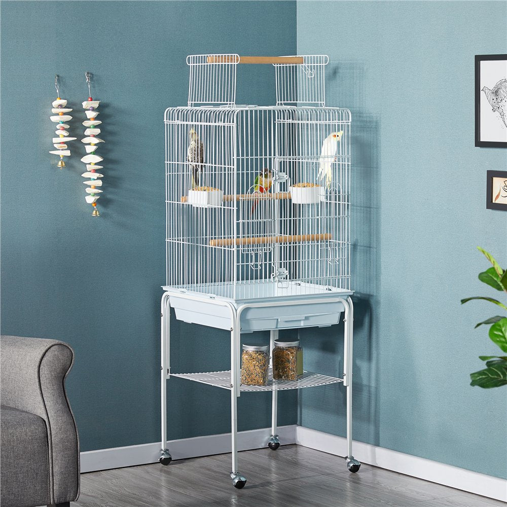 Topeakmart 53.5-Inch Open Top Metal Bird Cage with Detachable Rolling Stand, White Animals & Pet Supplies > Pet Supplies > Bird Supplies > Bird Cages & Stands Topeakmart   