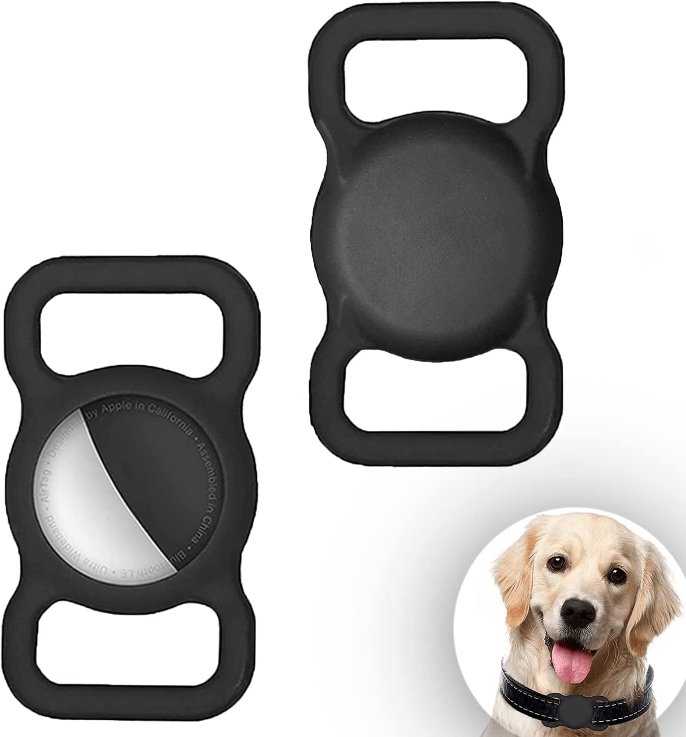 Dog Collar Holder Compatible with Airtag, Soft Silicone Waterproof Protective Case Cover for Apple Air Tags Tracker Electronics > GPS Accessories > GPS Cases Tentoku Black  