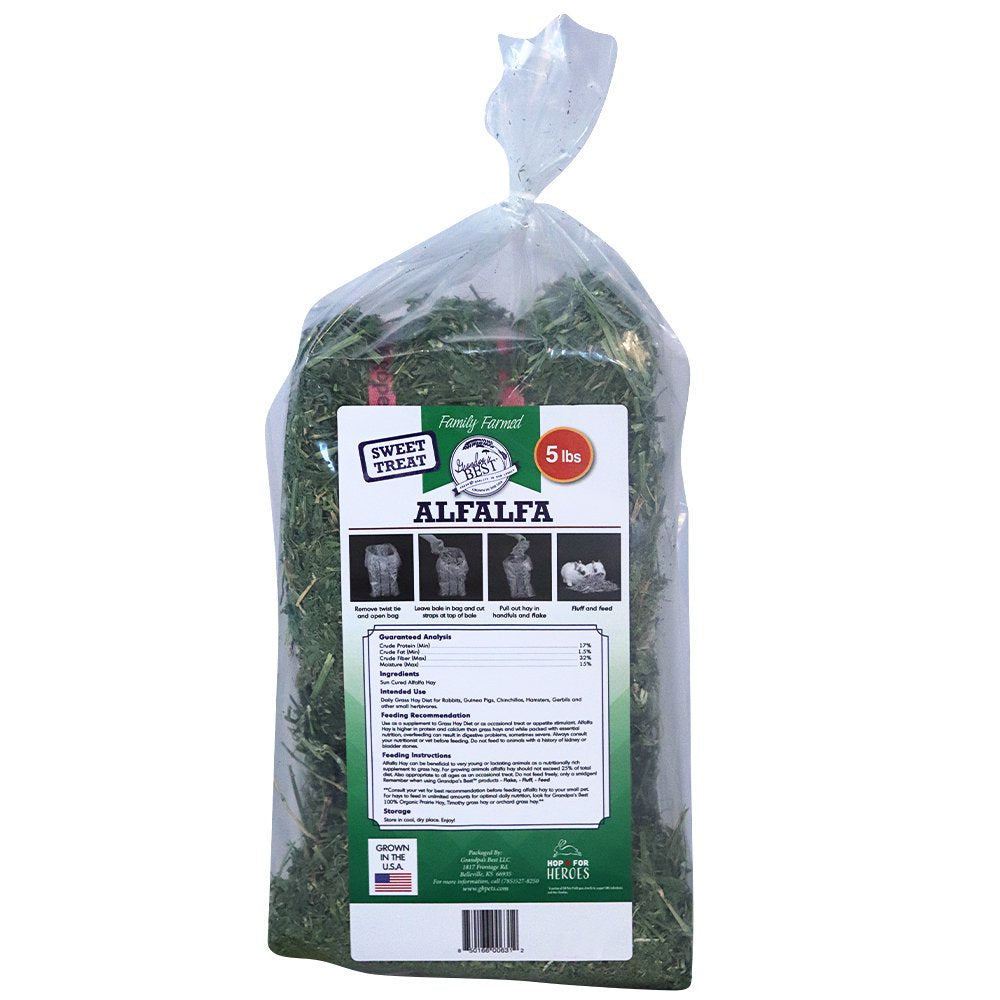 Grandpa'S Best Alfalfa Hay Mini Bale for Small Animals - 5Lb Animals & Pet Supplies > Pet Supplies > Small Animal Supplies > Small Animal Food Grandpa's Best LLC   