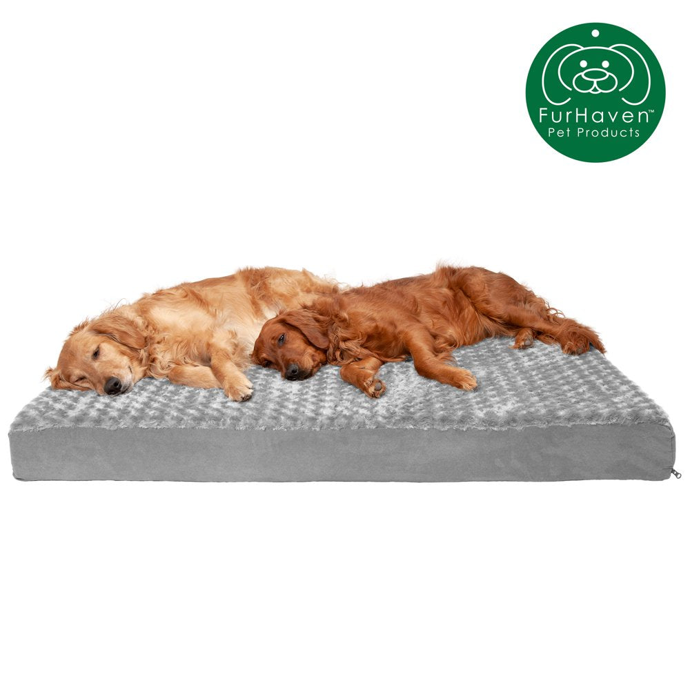 Furhaven Pet Products | Deluxe Memory Foam Ultra Plush Mattress Pet Bed for Dogs & Cats, Chocolate, Jumbo Animals & Pet Supplies > Pet Supplies > Cat Supplies > Cat Beds FurHaven Pet Memory Foam Jumbo Plus Gray