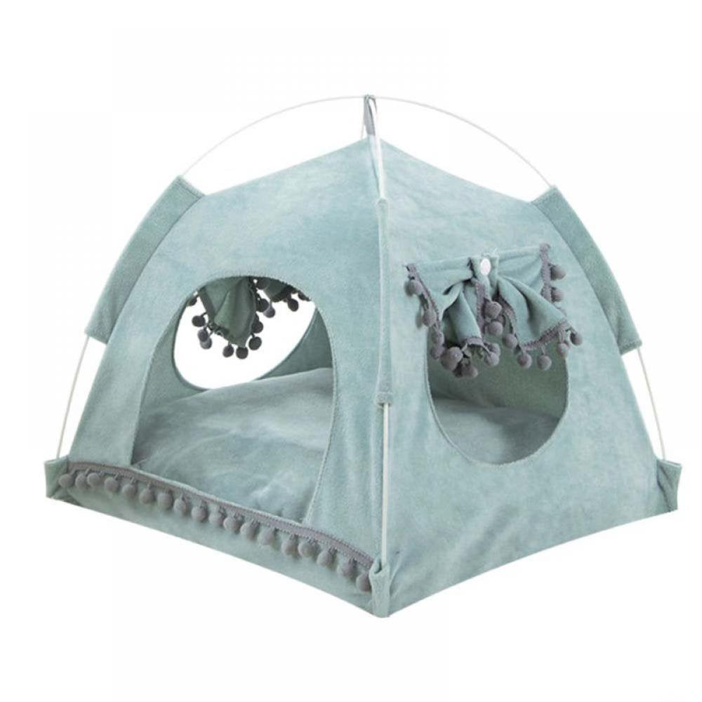 Stibadium Pet Tent Cave Bed for Cat Small Dog, with Removable Washable Cushion Pillow, Portable Folding Cat Tent Kitten Bed Cat Hut Microfiber Cozy Cave, S-XL Animals & Pet Supplies > Pet Supplies > Cat Supplies > Cat Beds Stibadium L Green 