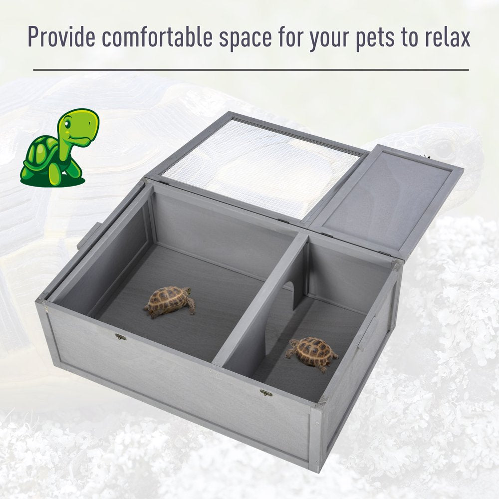 Htovila 37”L Wood Tortoise House Turtle Habitat, Indoor Tortoises Enclosure for Small Animals, Outdoor Reptile Cage