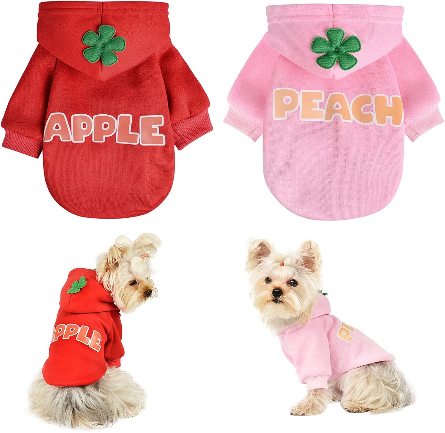 4 Pieces Small Dog Sweaters Chihuahua Fleece Clothes XXS~S Winter Warm Puppy Sweaters Boys Girls Tiny Dog Outfits for Teacup Yorkie Puppies Extra Small Breed Costume (X-Small Bust 10.23") Animals & Pet Supplies > Pet Supplies > Dog Supplies > Dog Apparel Kosiyi Pink+Red Large (12-16 Ib) 