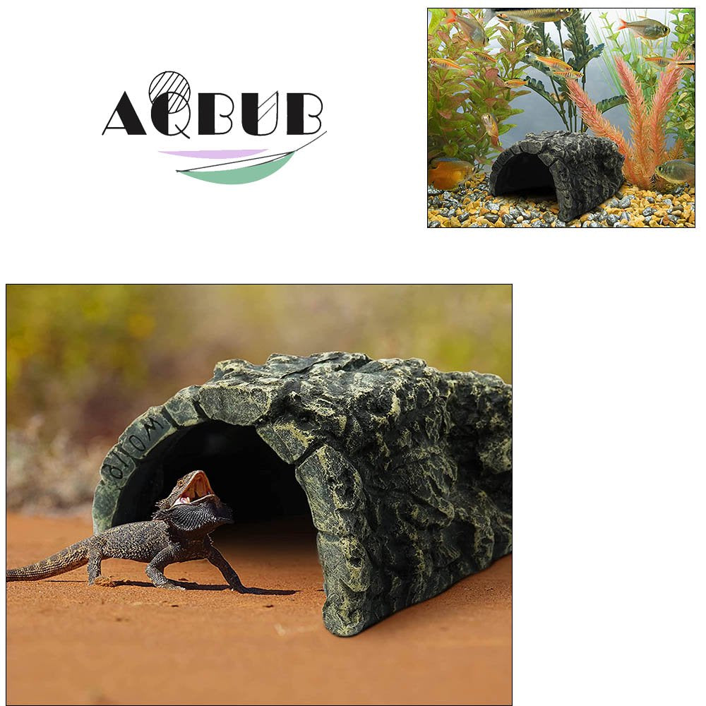 Reptile Hideout Cave Mini Aquarium Decoration Decoration Hidden Habitat Quit Box Shelter Rock Terrarium Turtle House Sun Lizard Gecko Spider Frog Fish Amphibian Animals & Pet Supplies > Pet Supplies > Reptile & Amphibian Supplies > Reptile & Amphibian Habitats KOL PET   