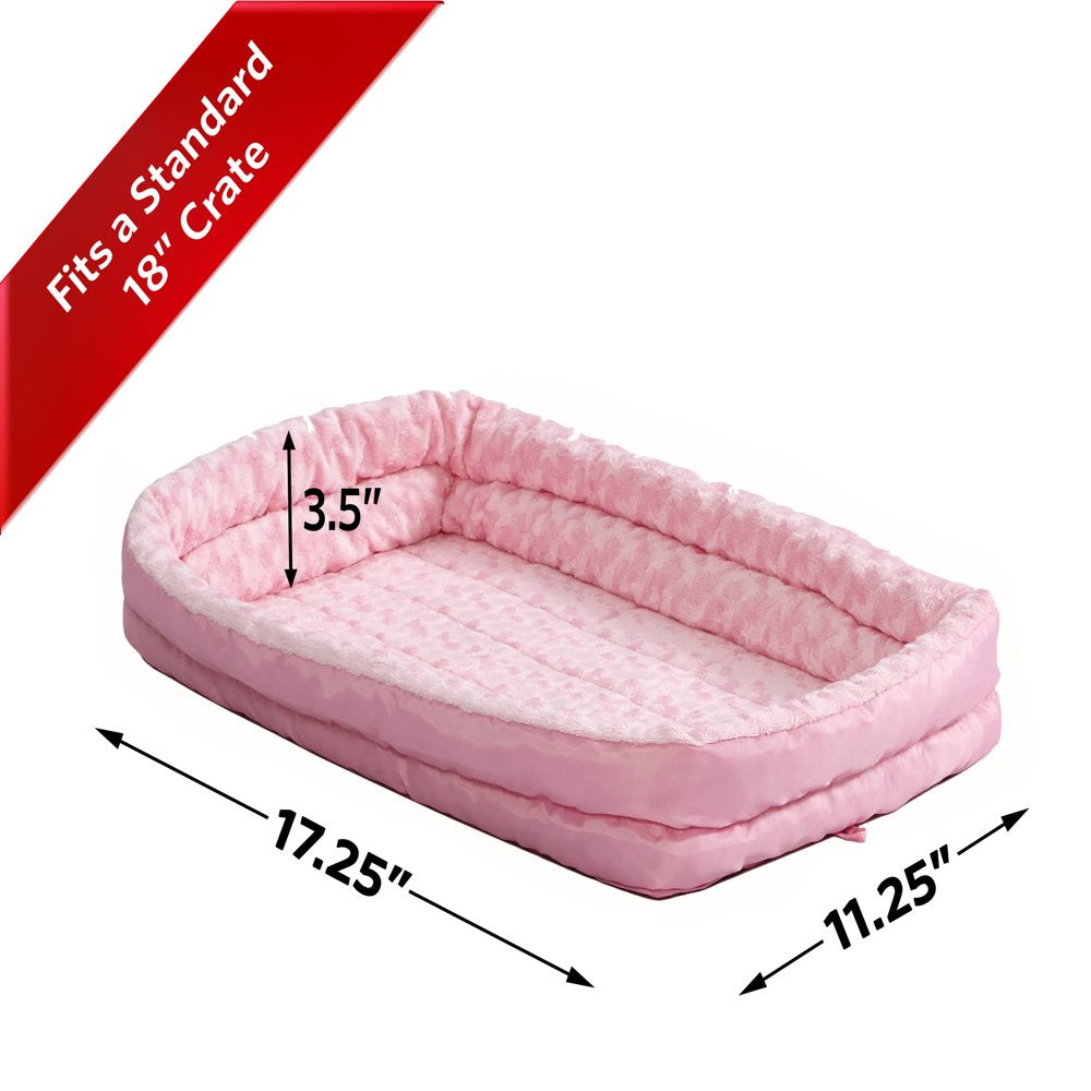 Quiettime Double Bolster Dog Bed & Crate Mat, Pink, 18" Animals & Pet Supplies > Pet Supplies > Cat Supplies > Cat Beds MidWest Home for Pets   