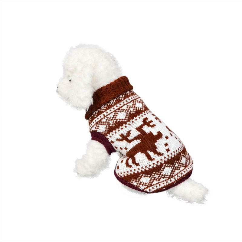 Pet Dog Cat Sweater, Christmas Thickened Elks Pattern Outwear, Doggy Autumn Winter Warm Jacket Coat Puppy Pet Cat Clothes Costume Apparel,Brown,M Animals & Pet Supplies > Pet Supplies > Cat Supplies > Cat Apparel LINKABC   