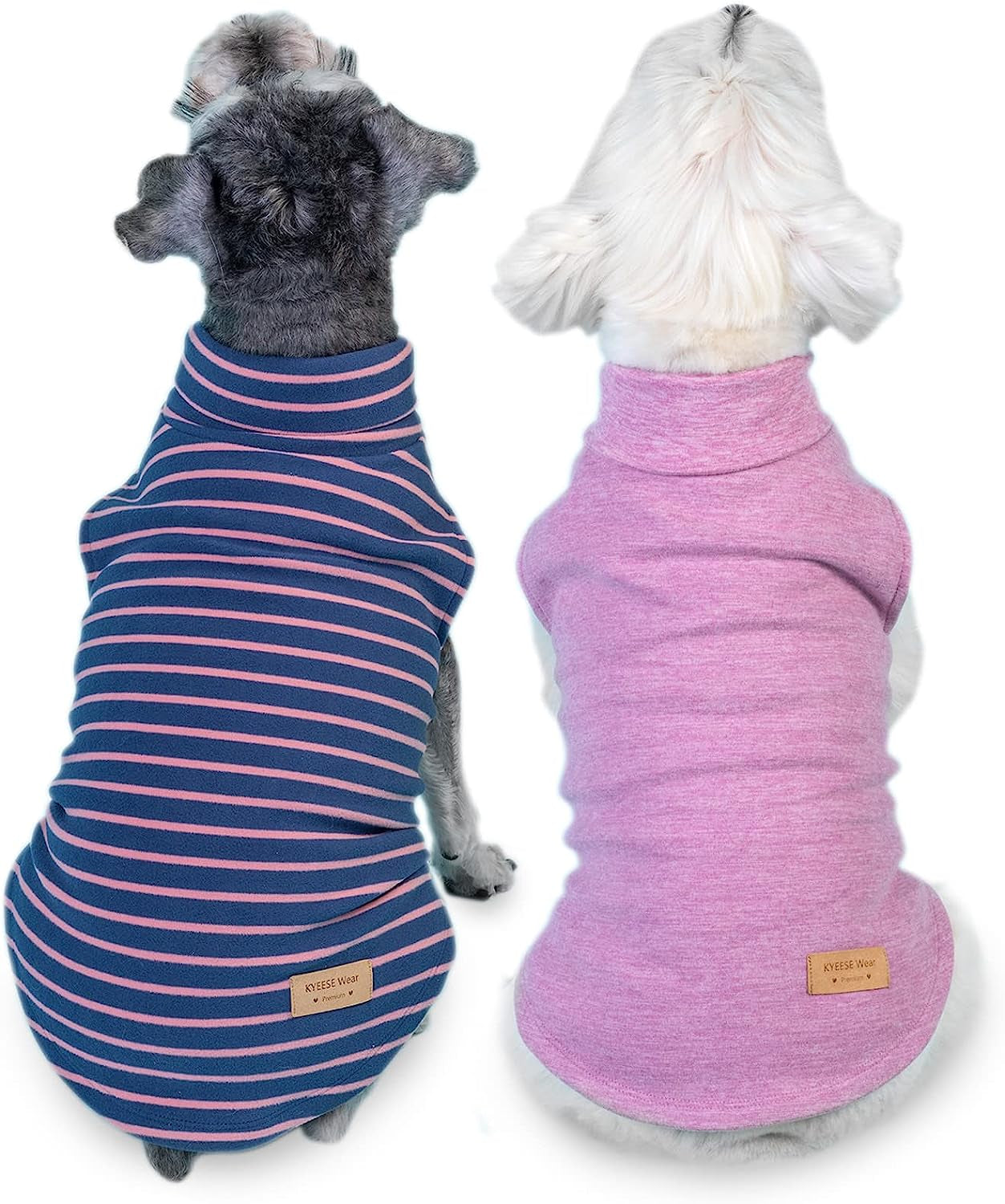 KYEESE 2Pack Dog Coat Turtleneck Stretchy Dog Sweater Super Soft Dog Cold Weather Coat for Small Dogs Puppy in Sleeveless Design, Purple,S Animals & Pet Supplies > Pet Supplies > Dog Supplies > Dog Apparel kyeese 2# Stripe+Purple Large (12-18lbs) 