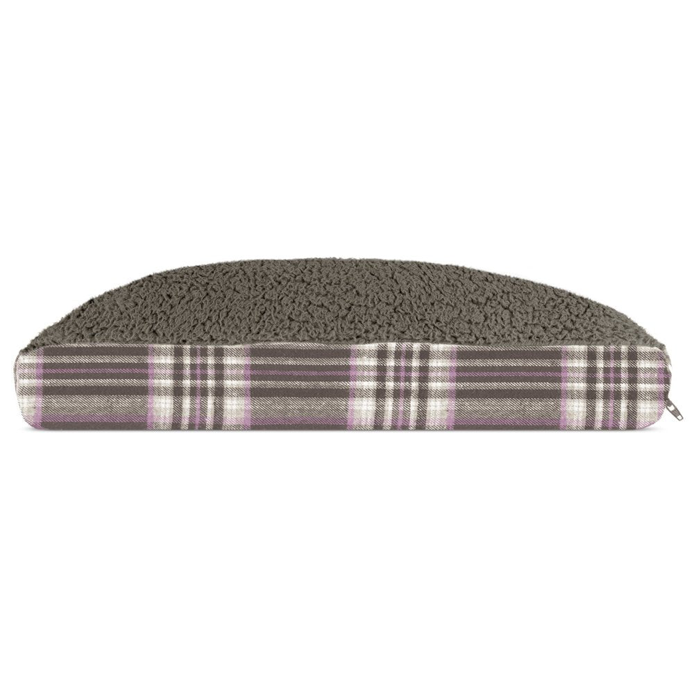 Furhaven Pet Dog Bed | Deluxe Faux Sheepskin & Plaid Pillow Pet Bed for Dogs & Cats, Java Brown, Small
