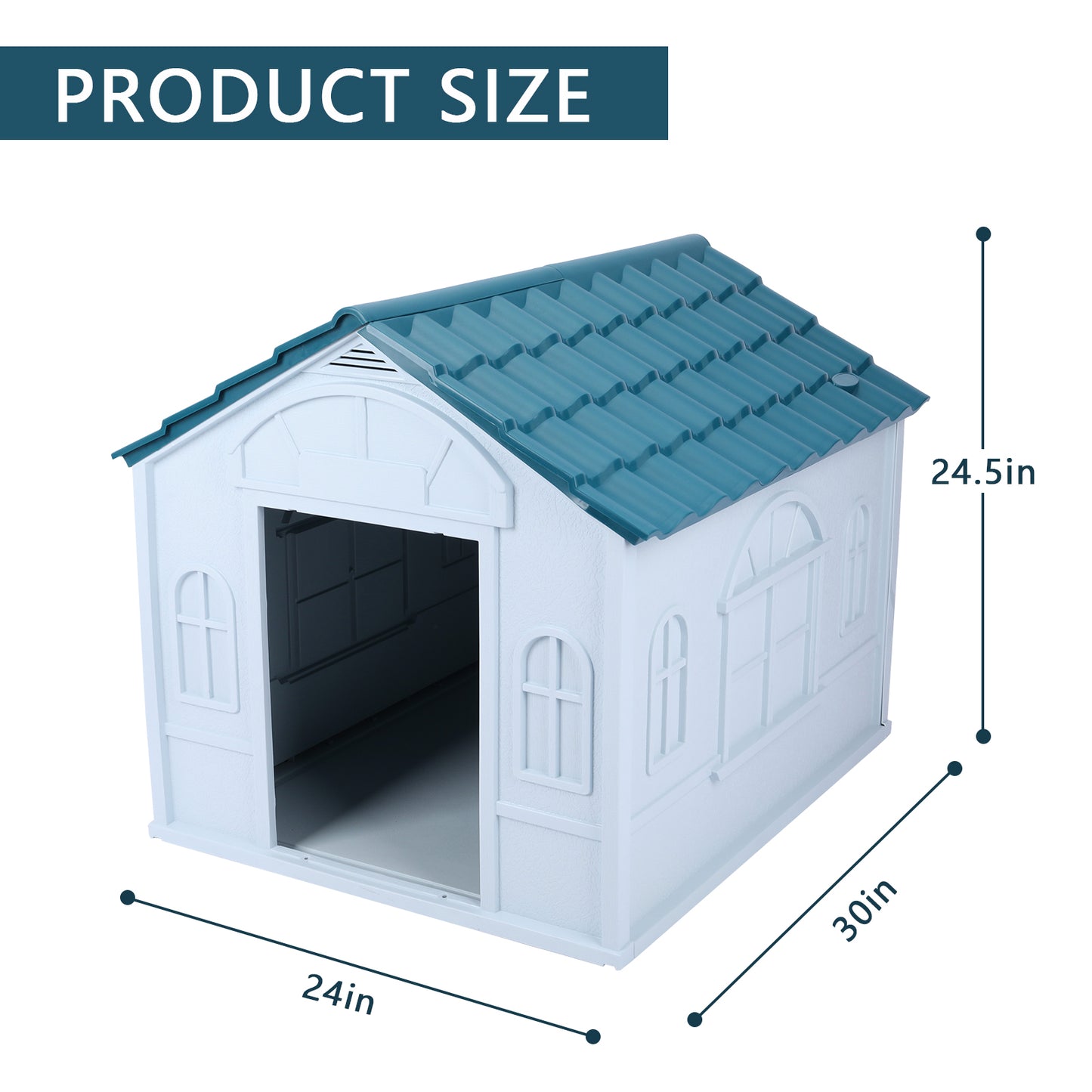 Plastic Dog House Weather Resistant Dog Kennel Puppy Shelter Indoor Outdoor Doghouse Animals & Pet Supplies > Pet Supplies > Dog Supplies > Dog Houses FANWOSEN   