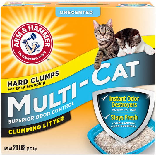 Arm & Hammer Multi-Cat Clumping Litter Unscented, 20Lb Animals & Pet Supplies > Pet Supplies > Cat Supplies > Cat Litter Church & Dwight Co., Inc.   