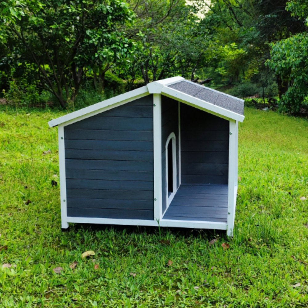 Cmgb Large Outdoor Wooden Dog House, Waterproof Dog Cage, Windproof and Warm Dog Kennel with Porch Deck，Roof Is Waterproof Asphalt，Natural Animals & Pet Supplies > Pet Supplies > Dog Supplies > Dog Houses CMGB   