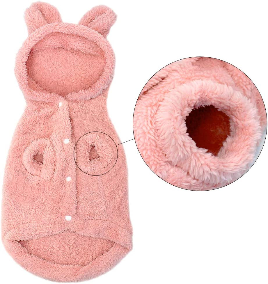 PET ARTIST Winter Warm Small Dog Pajamas Coats for Puppy,Cute Rabbit Design Pet PJS Jumpsuit,Soft Fleece Hoodie Clothes for Chihuahua Yorkie Poodles Animals & Pet Supplies > Pet Supplies > Dog Supplies > Dog Apparel Happierpet   