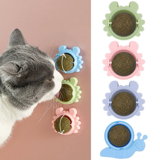 Taihexin 4 Pcs Catnip Wall Balls Toys for Cat, Edible Cat Licking Natural Rotatable Toy, Teeth Cleaning Cat Bite Toy, Roller Catnip Balls