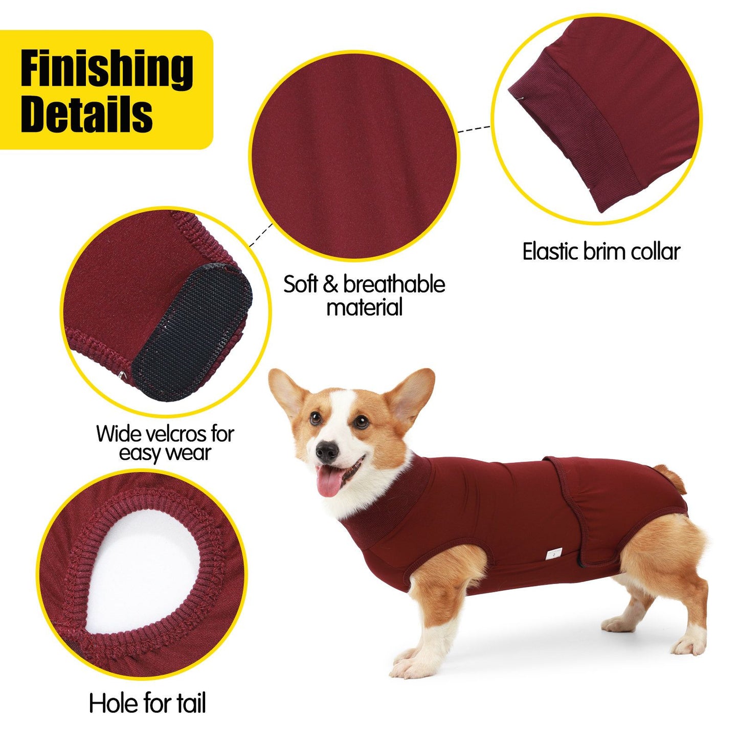 ROZKITCH Dog Surgery Recovery Suit, Onesie Breathable Wound Protector, Red, S Animals & Pet Supplies > Pet Supplies > Dog Supplies > Dog Apparel ROZKITCH   