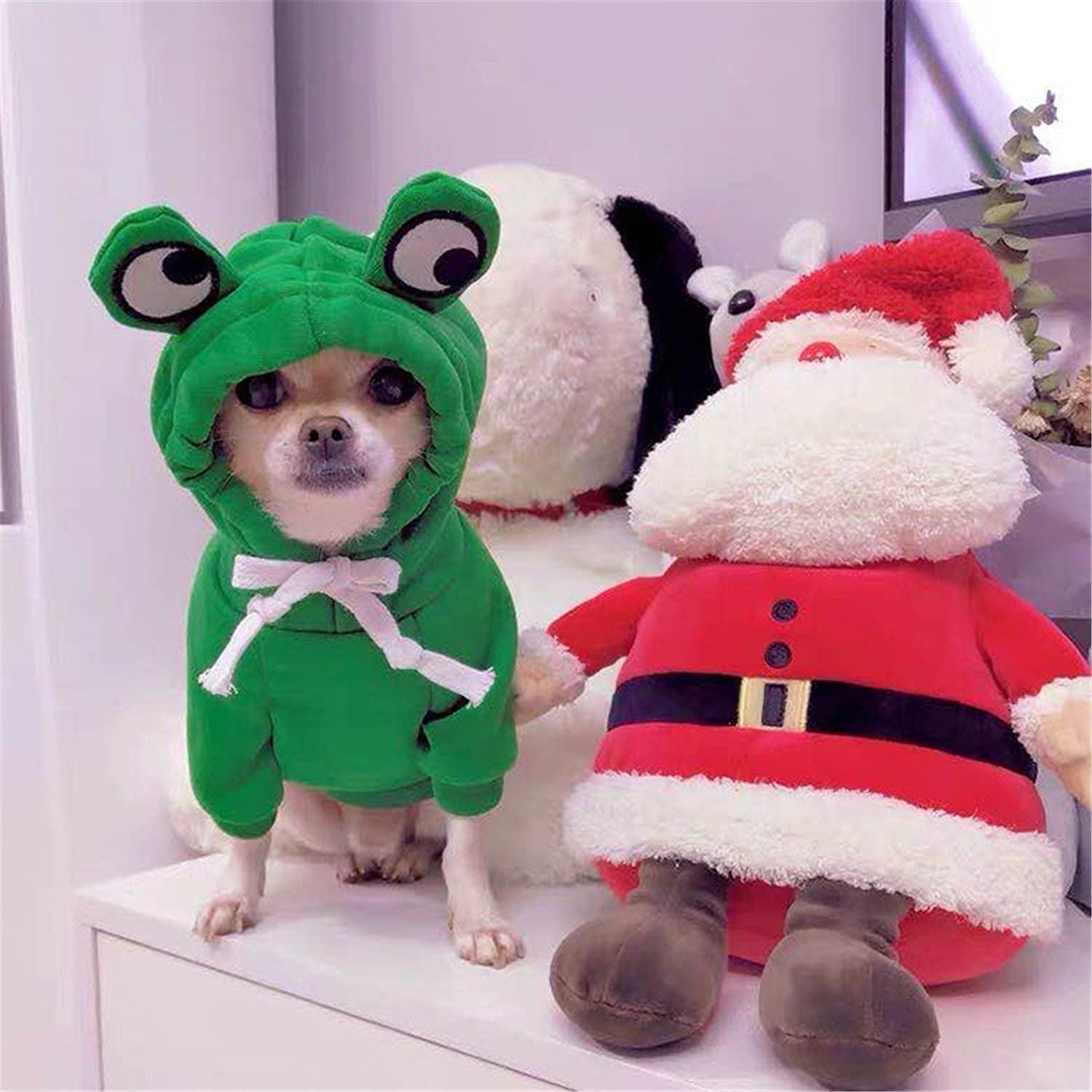 Frieyss Cute Green Dog Hoodie Clothes Costume Dog Fleece Sweater for Dogs Puppy Coat Dog Warm Clothe (Green, X-Small) Animals & Pet Supplies > Pet Supplies > Dog Supplies > Dog Apparel Frieyss   