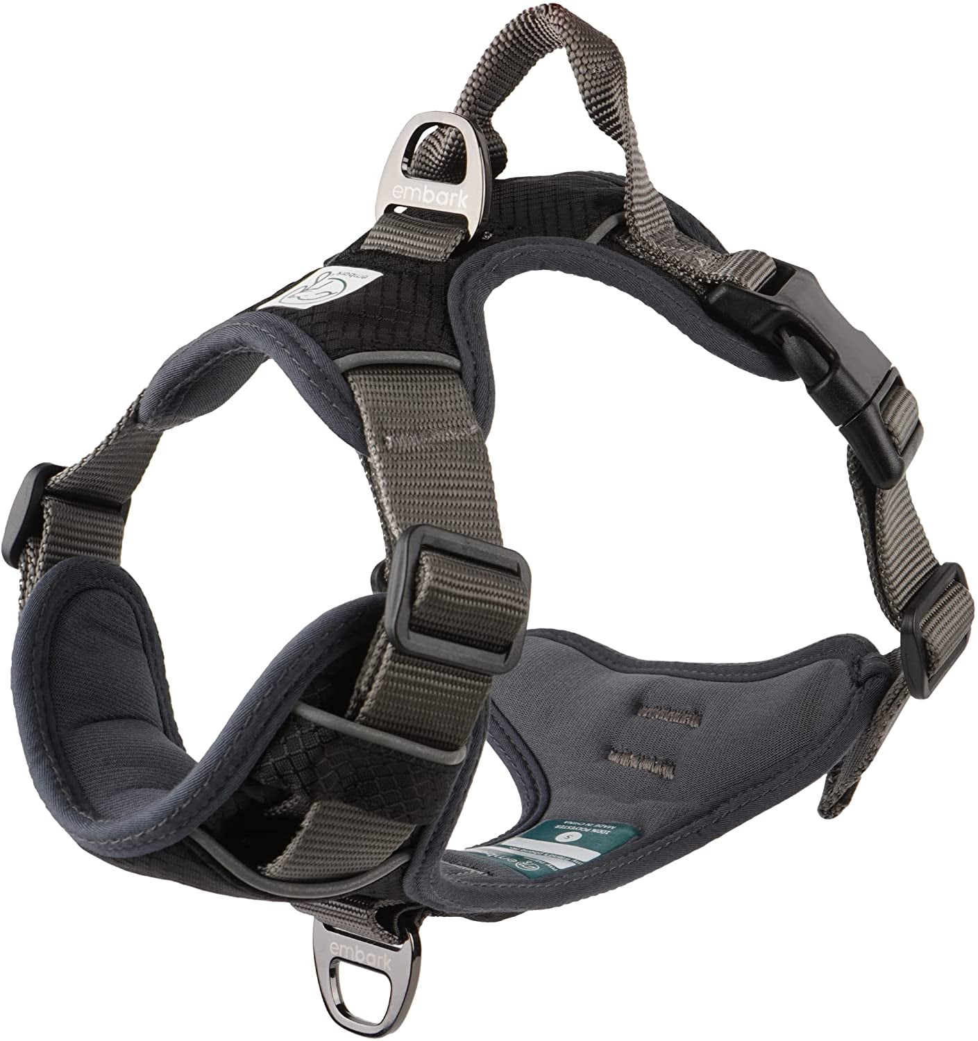 Embark Adventure Dog Harness, No Pull Dog Harness with 2 Leash Clips, Dog Harness for Medium Dogs No Pull. Front & Back with Control Handle, Adjustable Blue Dog Vest, Soft & Padded for Comfort Animals & Pet Supplies > Pet Supplies > Dog Supplies > Dog Apparel Embark Pets Black Small 