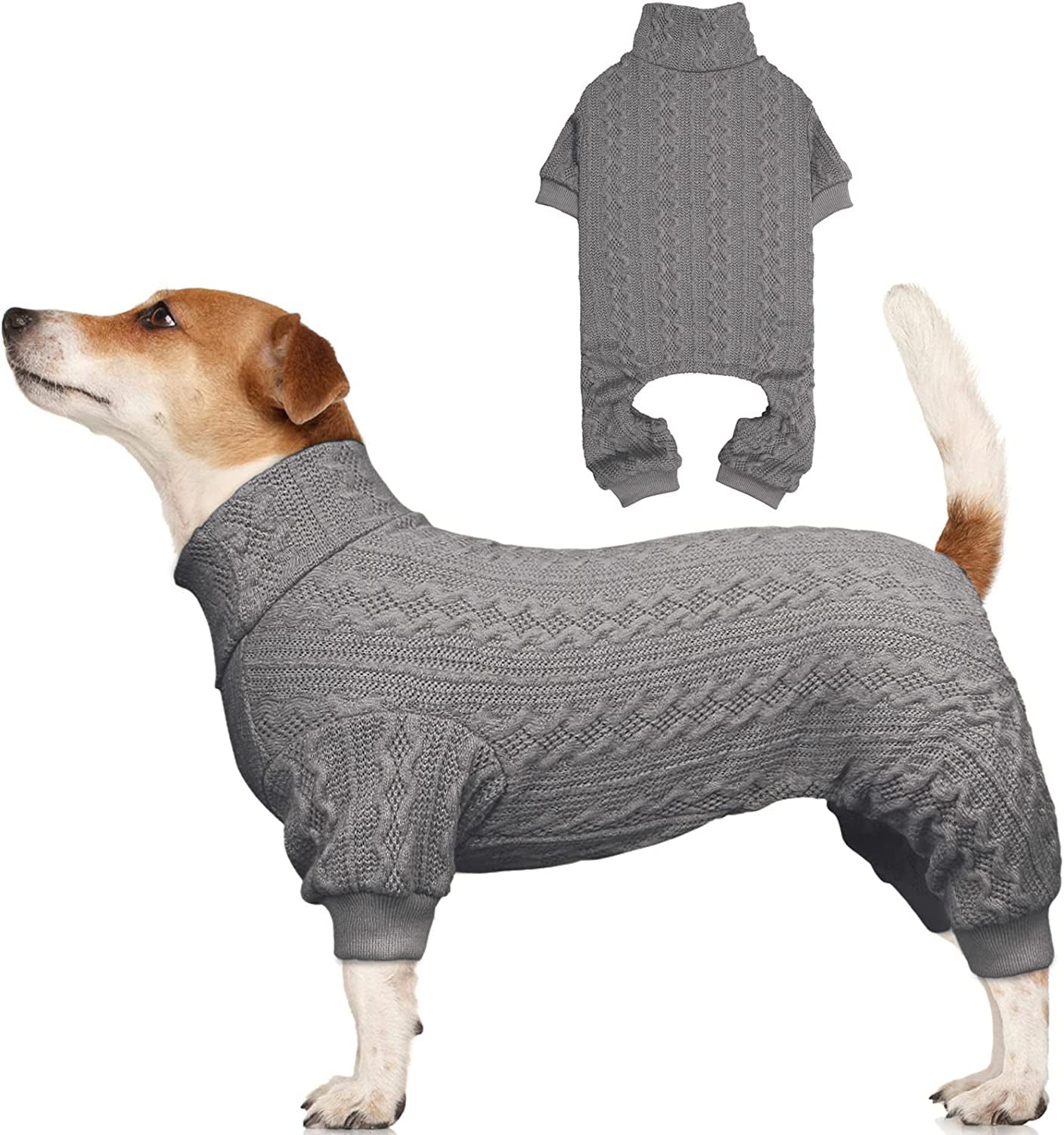 Dog Sweater Turtleneck Knitted Dog Clothes Solid Color Puppy Sweater Warm Cat Sweater Dog Sweaters for Large Dogs (Pink & L) Animals & Pet Supplies > Pet Supplies > Dog Supplies > Dog Apparel Jamktepat Grey Medium 