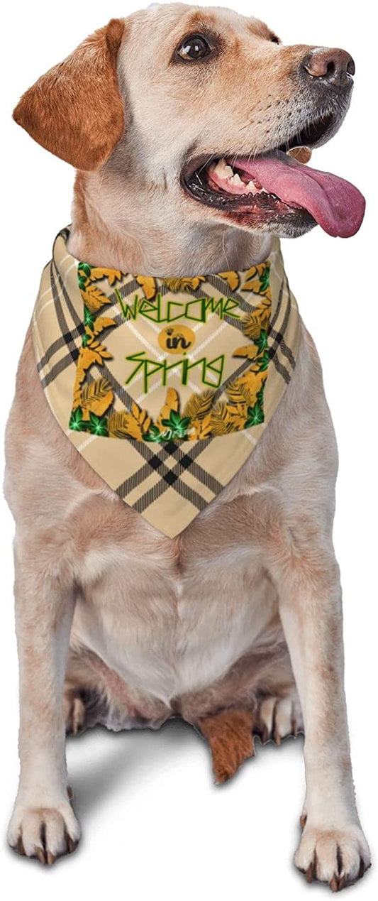 Welcome in Spring Hello Leaf Pet Dog and Cat Decorative Triangle Scarf,Dog Bandana,Breathable and Stain Resistant. Animals & Pet Supplies > Pet Supplies > Dog Supplies > Dog Apparel ZALTAS   