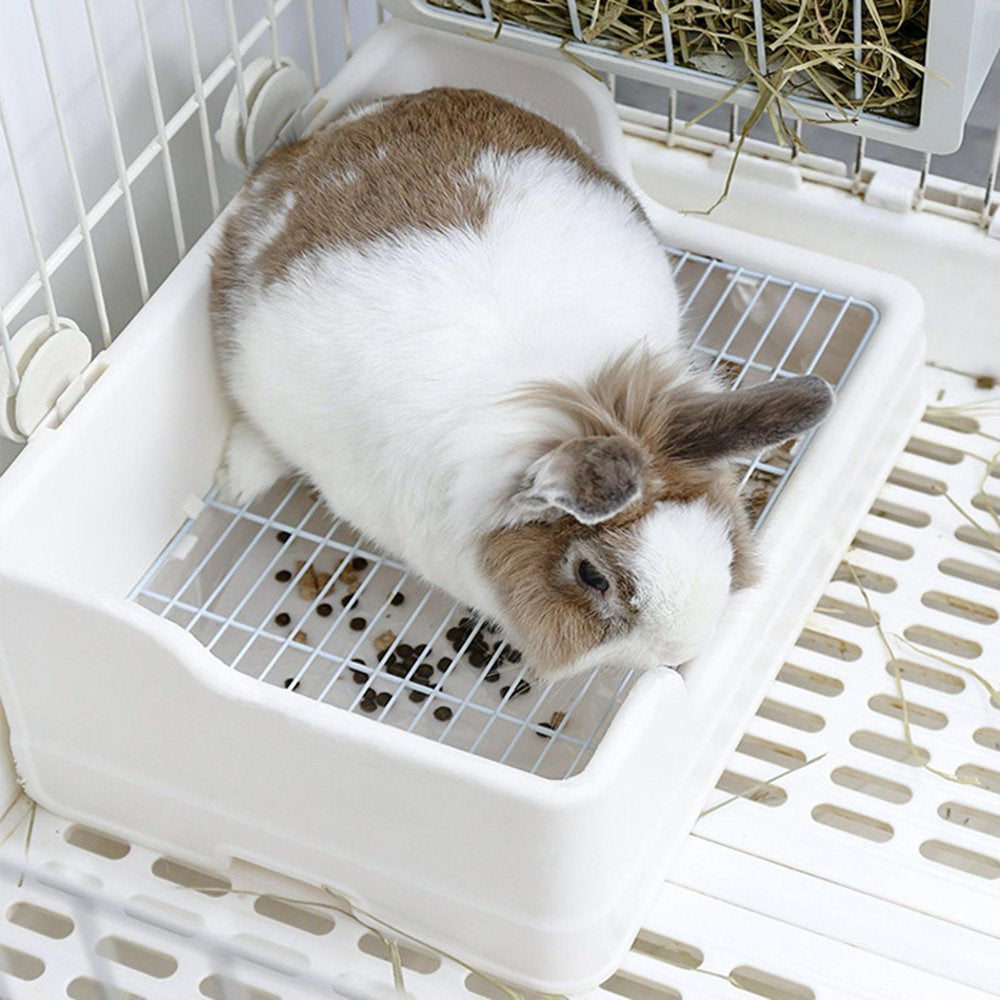 Rabbit Litter Box, Potty Trainer Tray Easy to Clean Indoor Bedding Cage Stable Durable Pet Toilet for Cat Small Animal Bunny Puppy Rat , White Animals & Pet Supplies > Pet Supplies > Small Animal Supplies > Small Animal Bedding DYNWAVE   