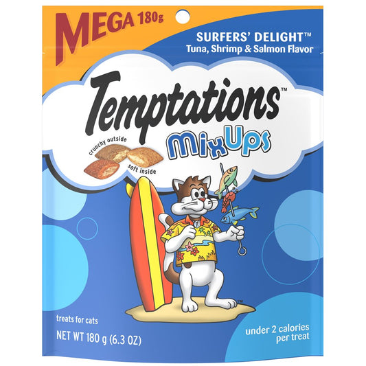 TEMPTATIONS MIXUPS Crunchy and Soft Cat Treats Surfers' Delight Flavor, 6.3 Oz. Pouch Animals & Pet Supplies > Pet Supplies > Cat Supplies > Cat Treats Mars Petcare 6.3 oz  