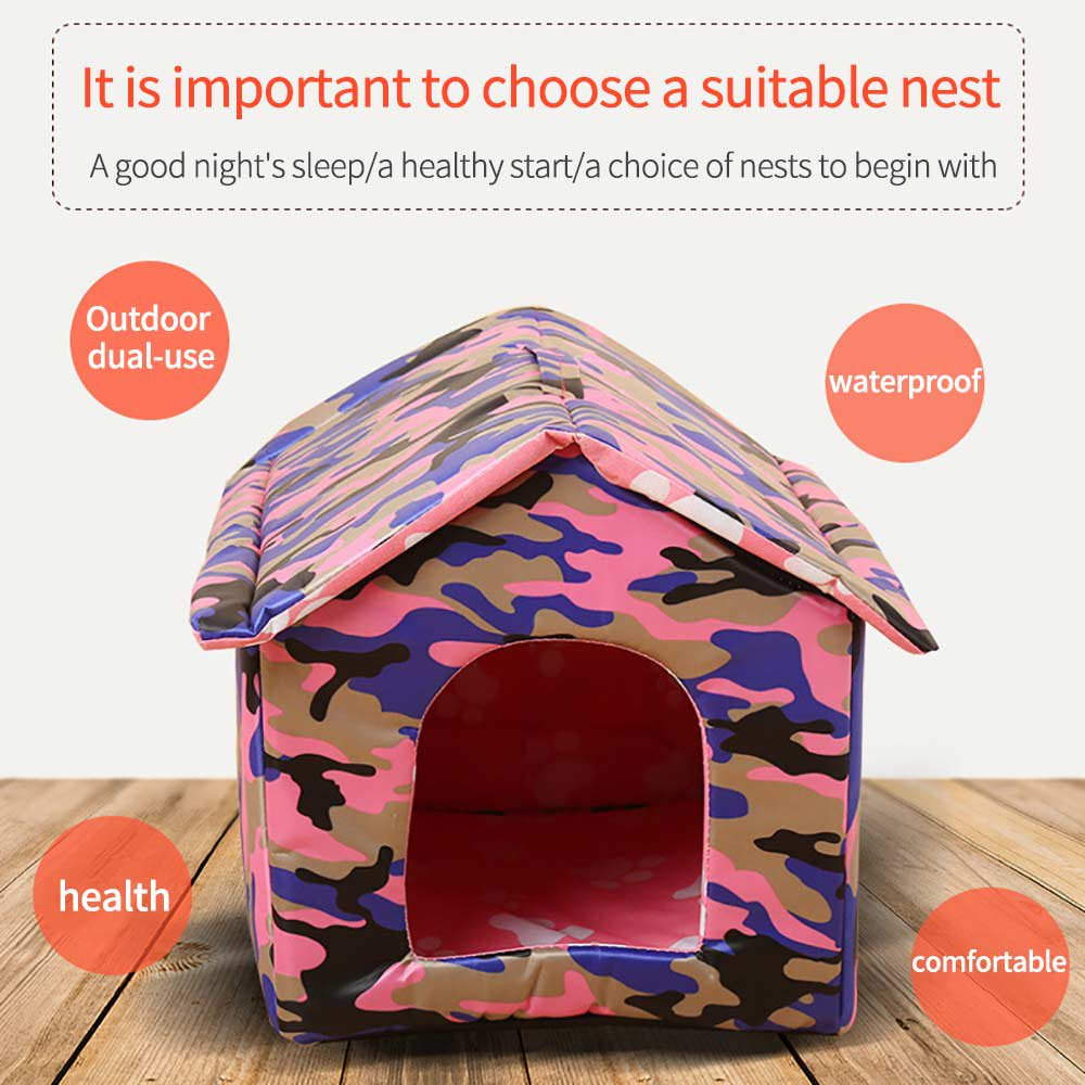 Cat House with Waterproof Canvas Roof, Four Season Pet Nest Kitty Shelter, Feral Cat Cave Pet House, Cat Dog Tent Cabin Animals & Pet Supplies > Pet Supplies > Dog Supplies > Dog Houses ALLOMN   