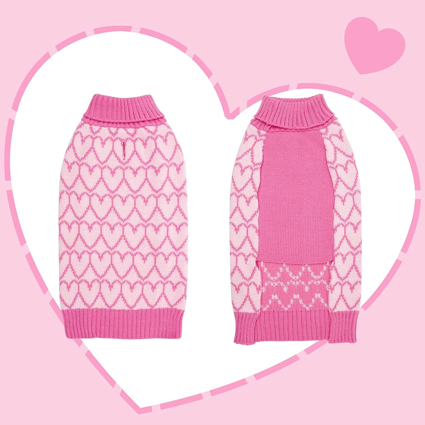 KYEESE Valentines Day Dog Sweaters Pink Heart Design Dog Sweaters with Leash Hole Pet Sweater Pet Clothes,M Animals & Pet Supplies > Pet Supplies > Dog Supplies > Dog Apparel kyeese   