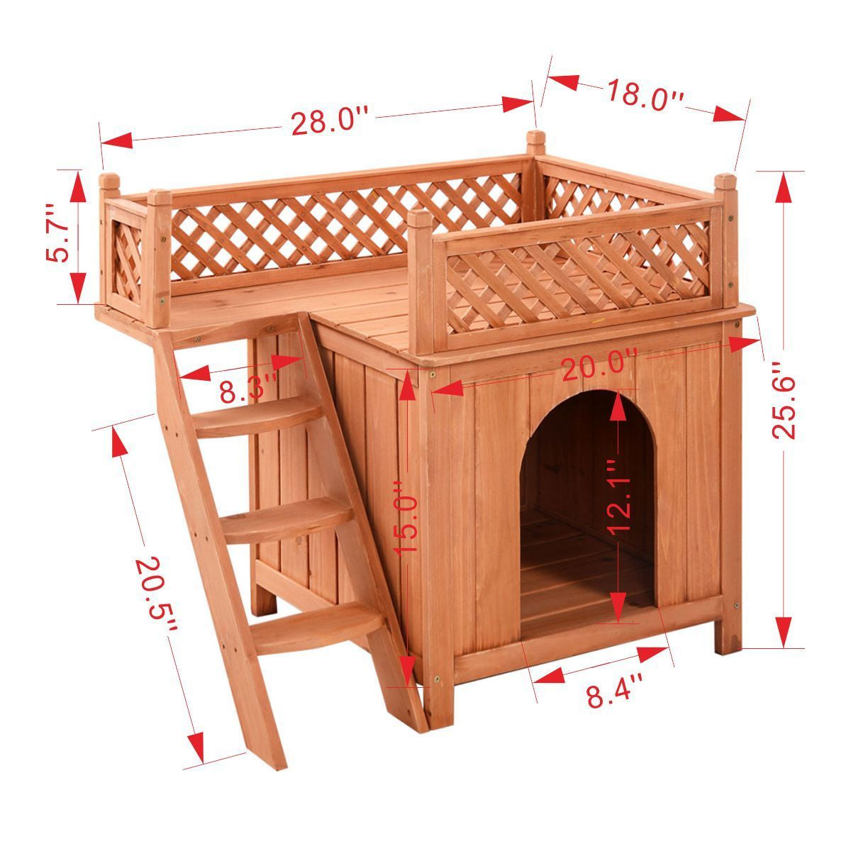 Costway Wooden Puppy Pet Dog House Wood Room
