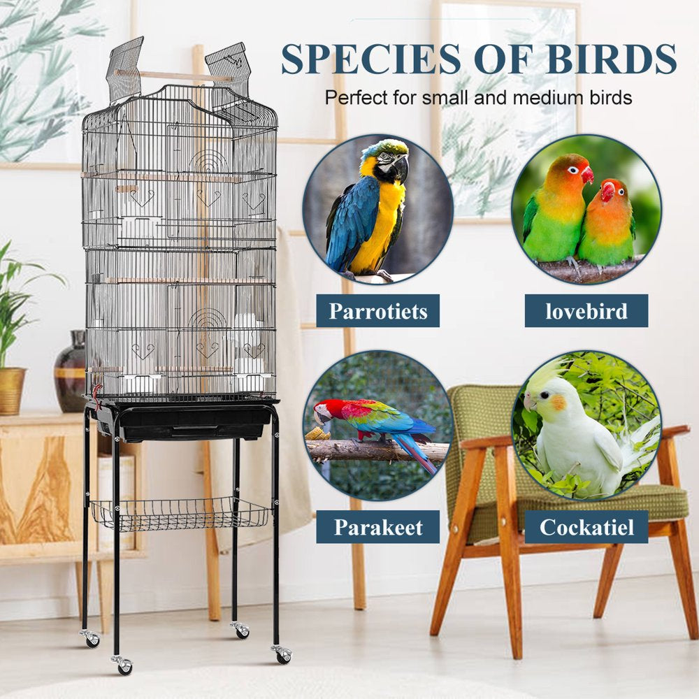 Dkeli Bird Cage with Stand Parrot Cages for Large Birds Parakeet Cage with Play Top & Rolling Stand for Medium Canaries, Lovebirds, Cockatiels, Parrots Animals & Pet Supplies > Pet Supplies > Bird Supplies > Bird Cages & Stands Dkeli   