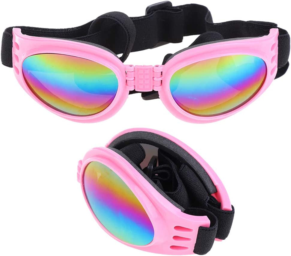 Zhaibiao-Us Adjustable Dog Goggles Pet Dog Sunglasses Foldable Dog UV Sunglasses for Travel Dog Photo Props (Pink) Animals & Pet Supplies > Pet Supplies > Dog Supplies > Dog Apparel zhaibiao-us   