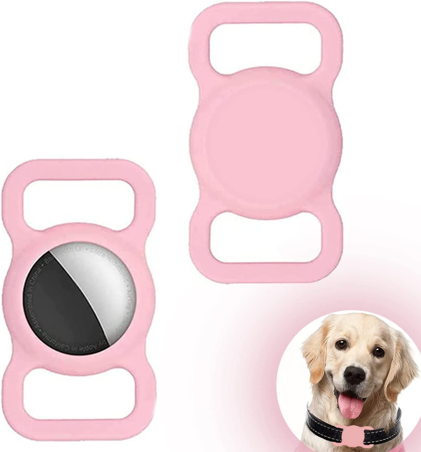 Dog Collar Holder Compatible with Airtag, Soft Silicone Waterproof Protective Case Cover for Apple Air Tags Tracker Electronics > GPS Accessories > GPS Cases Tentoku Pink  