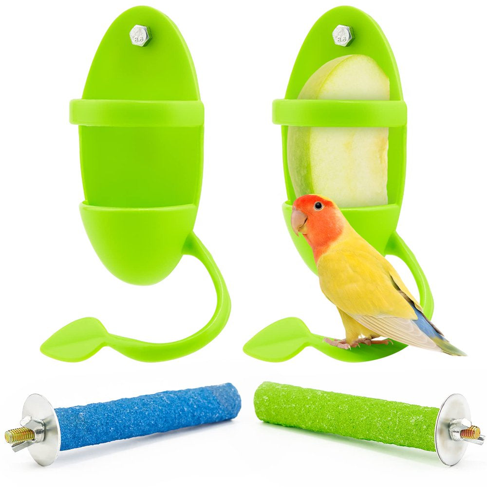 ISHANTECH 2PCS Bird Feeding Cup+Bird Perch Stand; Bird Toys,Cuttlebone Stand Holder Rack Birdcage Accessories Animals & Pet Supplies > Pet Supplies > Bird Supplies > Bird Cage Accessories ISHANTECH   