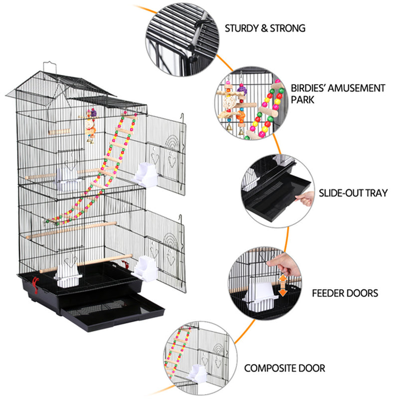 Smilemart 39" Metal Bird Cage with Perches and Toys, Black Animals & Pet Supplies > Pet Supplies > Bird Supplies > Bird Cages & Stands SmileMart   