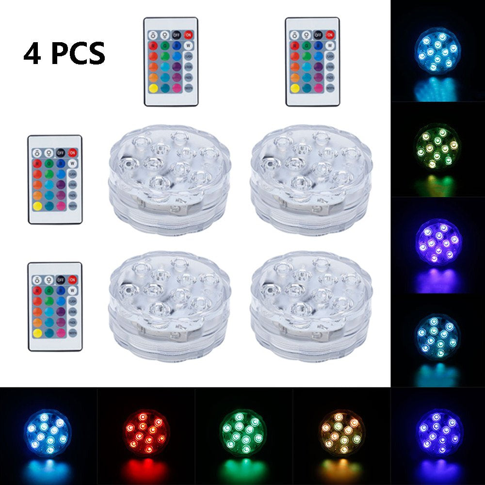 LED Submersible Lights 16 Colors Changing Underwater Lights, Battery Powered Pond Lights with IR Remote Controller, Waterproof Light for Fountain, Fish Tank, Aquarium (2 PCS) Animals & Pet Supplies > Pet Supplies > Fish Supplies > Aquarium Lighting HUA TRADE 4 Pack  