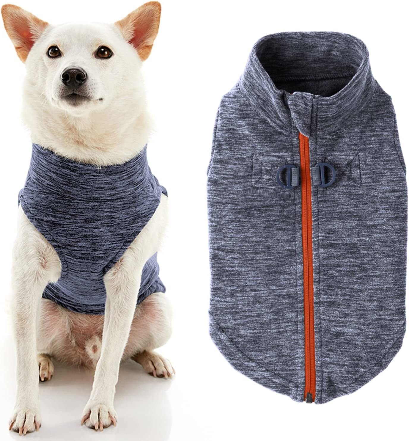 Gooby Zip up Fleece Dog Sweater - Blue, Medium - Warm Pullover Fleece Step-In Dog Jacket with Dual D Ring Leash - Winter Small Dog Sweater - Dog Clothes for Small Dogs Boy and Medium Dogs Animals & Pet Supplies > Pet Supplies > Dog Supplies > Dog Apparel Inafiction USA Gray Wash X-Small chest (~11") 