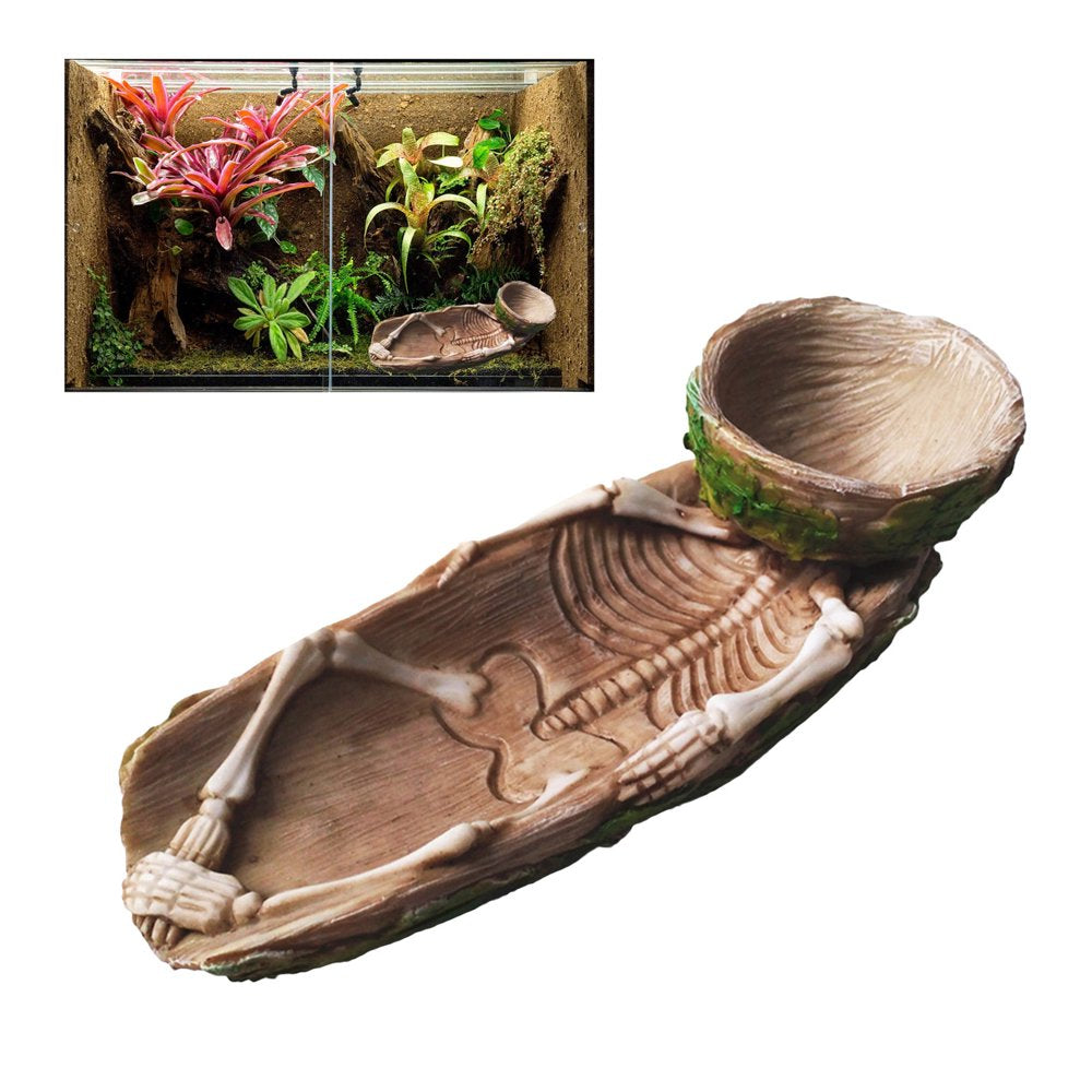 HOTYA Skeleton Reptile Food Bowl Amphibian Pet Cage Rock Decoration Water Injection Animals & Pet Supplies > Pet Supplies > Reptile & Amphibian Supplies > Reptile & Amphibian Food HOTYA   