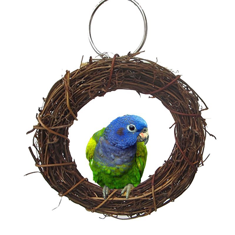 Walmklly Pet Cage Accessories Bird Toys Playing Perch Rattan Woven Standing Hanging Swing Toy for Parrot Animals & Pet Supplies > Pet Supplies > Bird Supplies > Bird Cage Accessories Wisremt M  