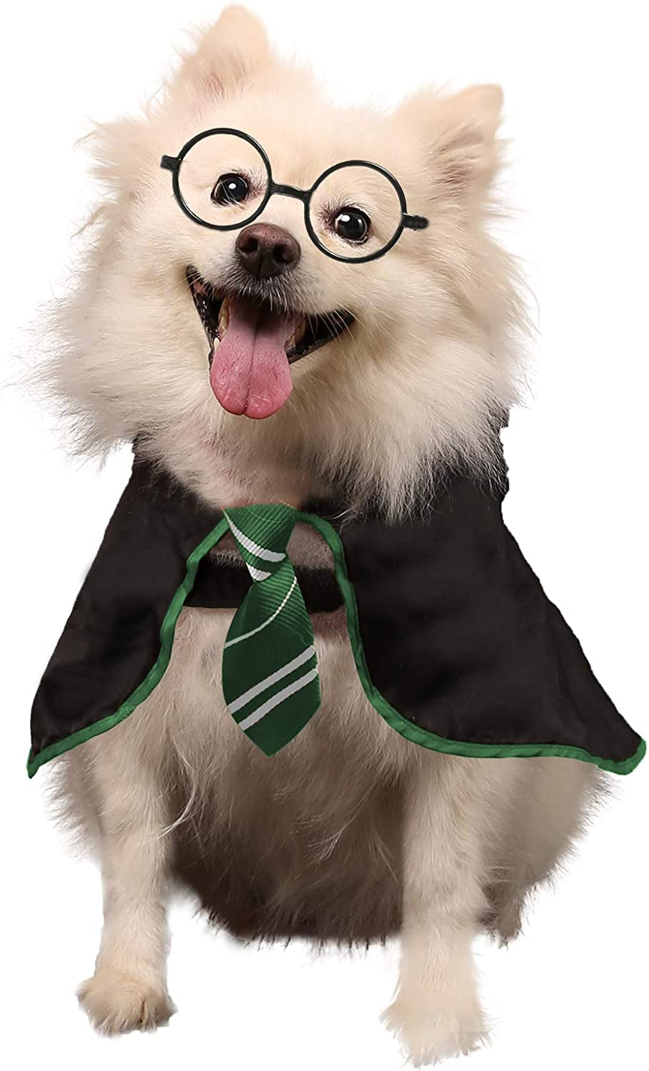 Coomour Dog Halloween Costume Pet Wizard Shirt Funny Cat Clothes for Dogs Cats Clothing with Glasses (Medium) Animals & Pet Supplies > Pet Supplies > Dog Supplies > Dog Apparel Coomour Green01 Small(Neck:14") 
