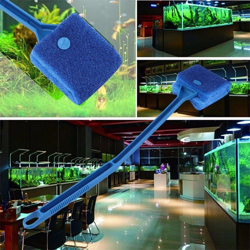 Long Handle Aquarium Glass Clean Brush Aquarium Algae Scraper Double Sided Sponge Brush Animals & Pet Supplies > Pet Supplies > Fish Supplies > Aquarium Cleaning Supplies Esho   