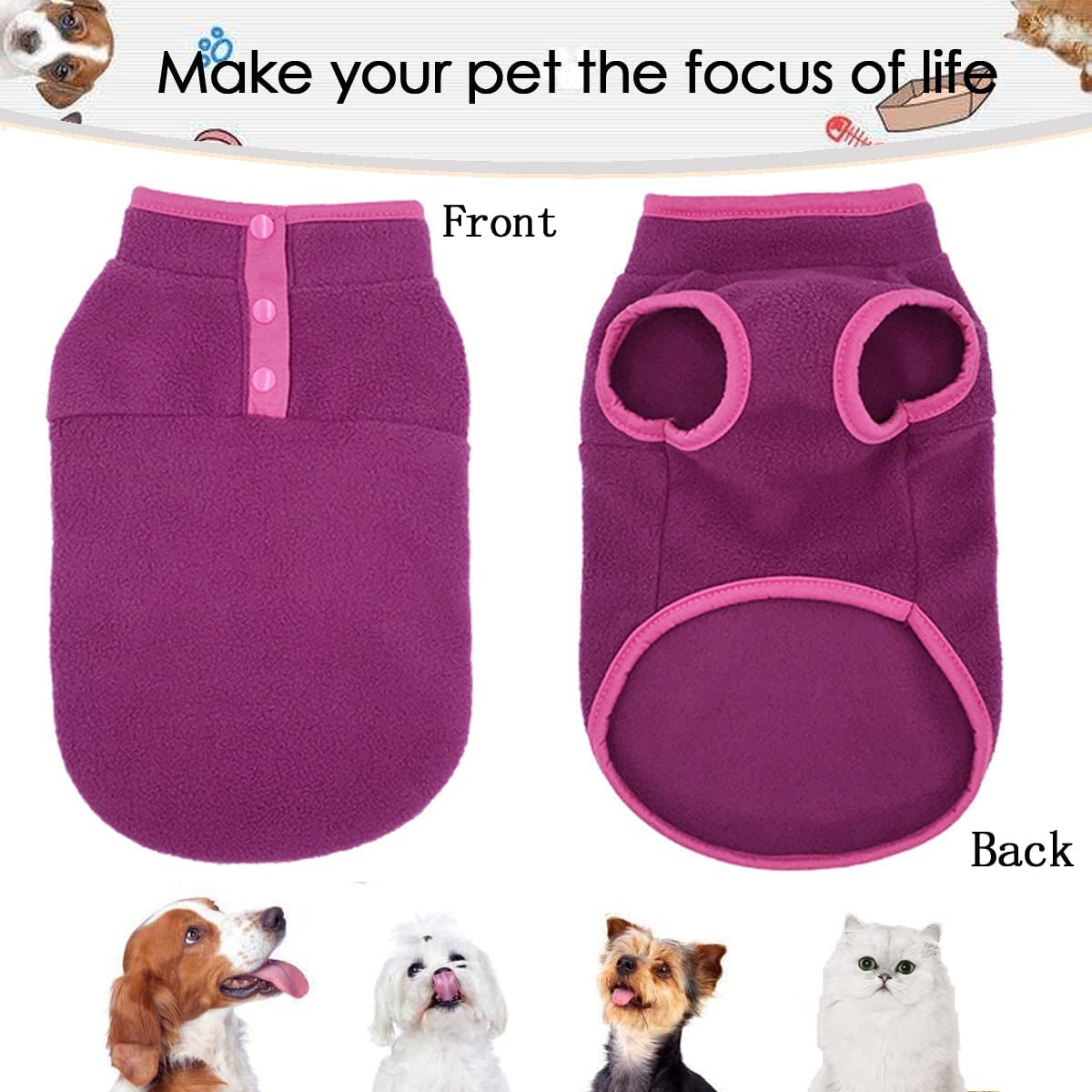 2 Pack Dog Fleece Vest Sweater, Warm Pullover Fleece Puppy Jacket, Autumn Winter Cold Weather Coat Clothes, Pet Stretch Fleece Apparel with Buttons Costumes for Small Medium Dogs Cats (Small) Animals & Pet Supplies > Pet Supplies > Dog Supplies > Dog Apparel Tealots   