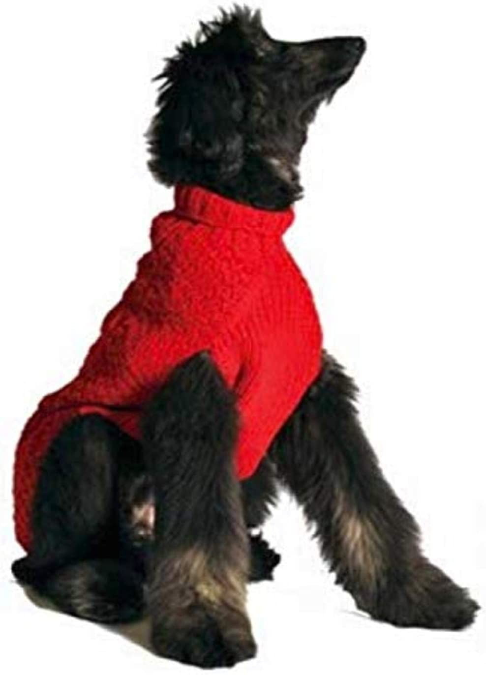 Chilly Dog Red Cable Dog Sweater, Small Animals & Pet Supplies > Pet Supplies > Dog Supplies > Dog Apparel Chilly Dog xxs  