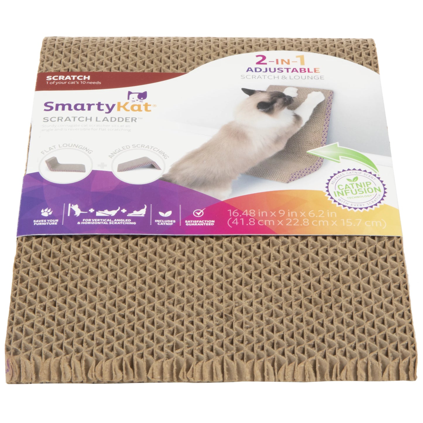 Smartykat Scratch Ladder Angled Corrugate Cat Scratcher with Catnip Infusion Technology