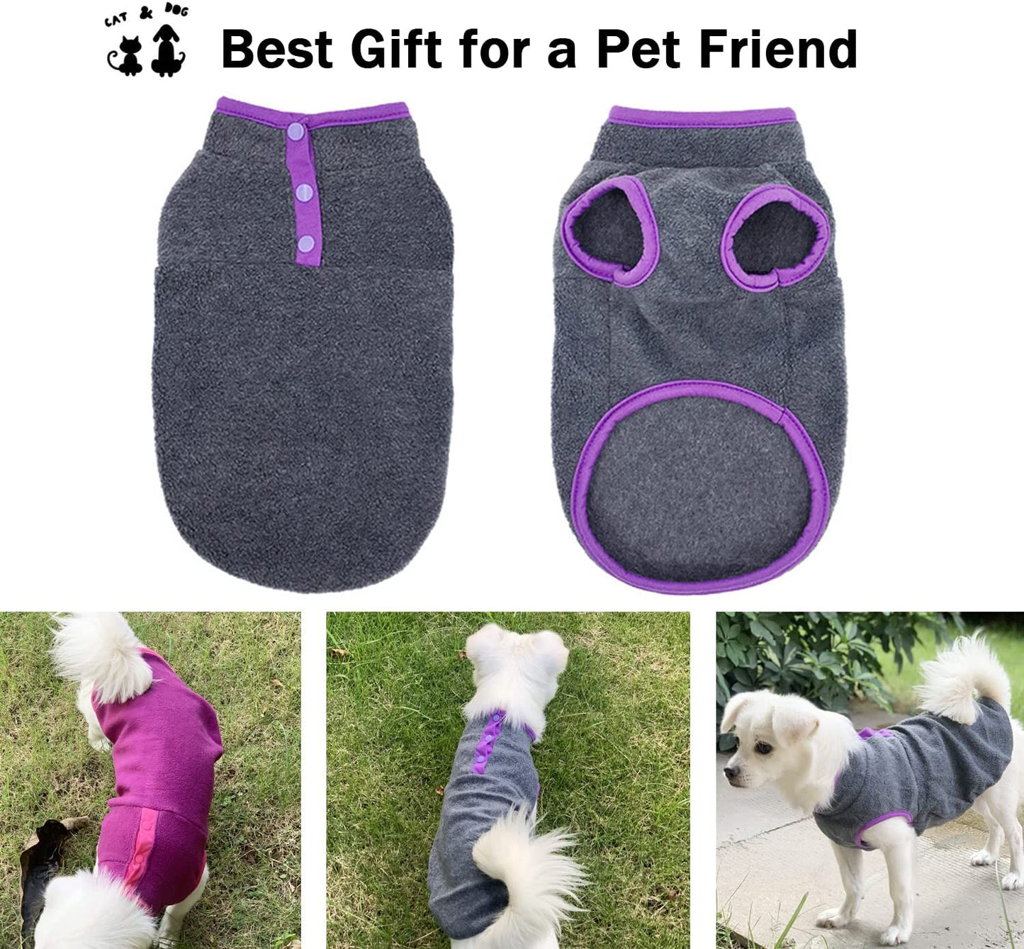 2 Pack Dog Fleece Vest Sweater, Warm Pullover Fleece Puppy Jacket, Autumn Winter Cold Weather Coat Clothes, Pet Stretch Fleece Apparel with Buttons Costumes for Small Medium Dogs Cats (Small) Animals & Pet Supplies > Pet Supplies > Dog Supplies > Dog Apparel Tealots   