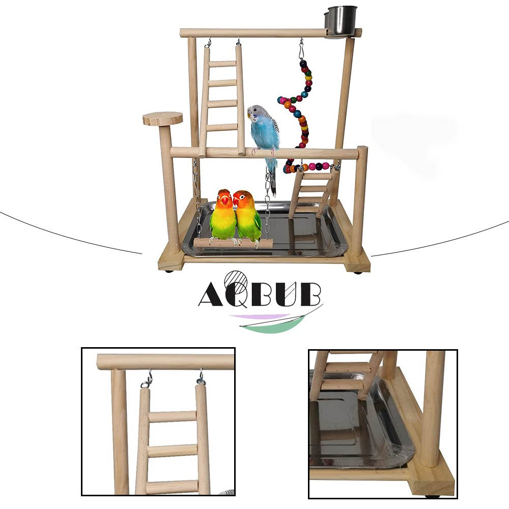 Parrots Playground, Bird Play Gym, Wooden Perches, Rotating Ladder Climbing Swings, Chewing Toys and Parakeet Feeding Cups, Sports and Activity Centre (Including Pallets) Animals & Pet Supplies > Pet Supplies > Bird Supplies > Bird Gyms & Playstands KOL PET   