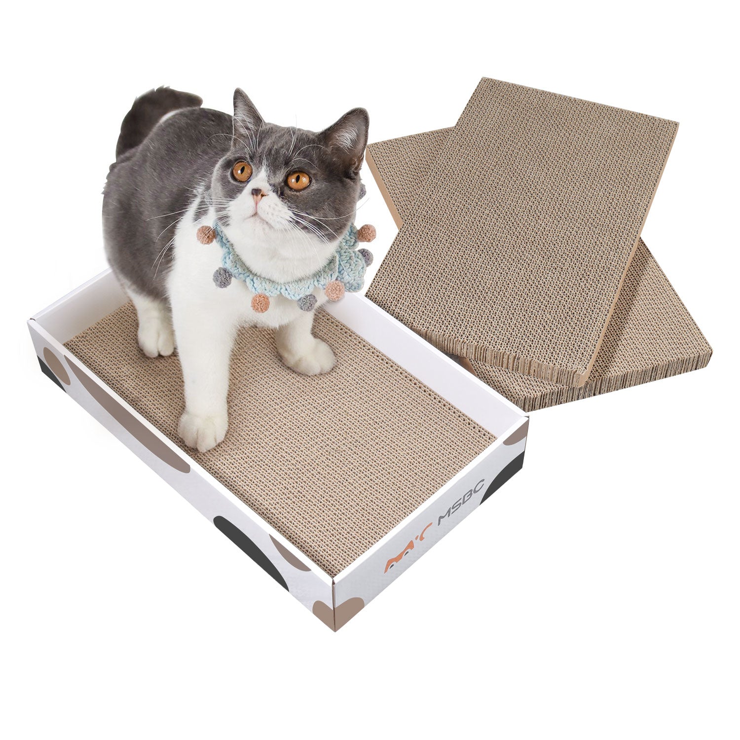Comsaf Durable Cat Scratcher Bed for Furniture Protection, Cat Training Toy, Set of 1, 3 Pcs