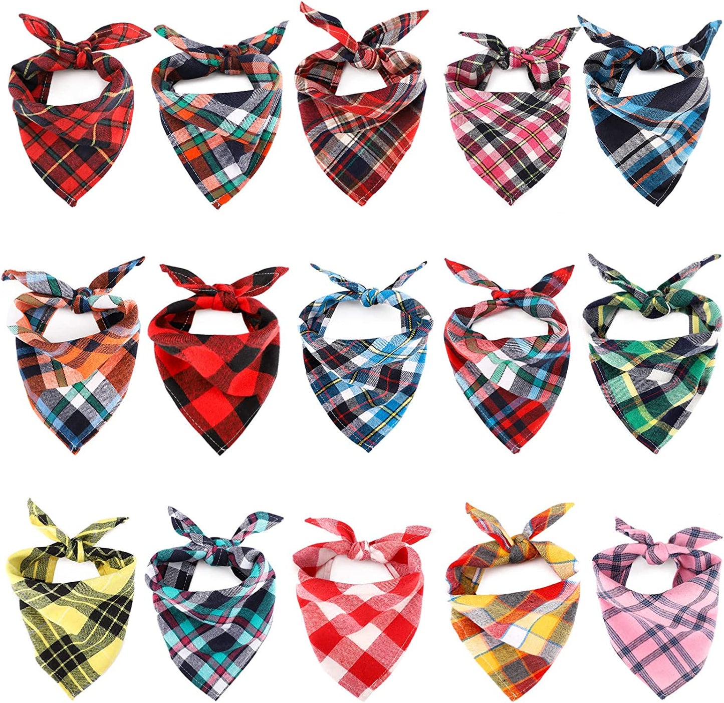 Segarty Dog Bandanas, 30 Pack 22.8"X15.7" Pet Triangle Scarf Plaid Bibs Accessories Bulk for Medium Small Dogs Cats Large Puppy Dogs, Adjustable Washable Reversible Boy Pets Birthday Kerchief Animals & Pet Supplies > Pet Supplies > Dog Supplies > Dog Apparel Petarty 15PCS_Classic Plaid  