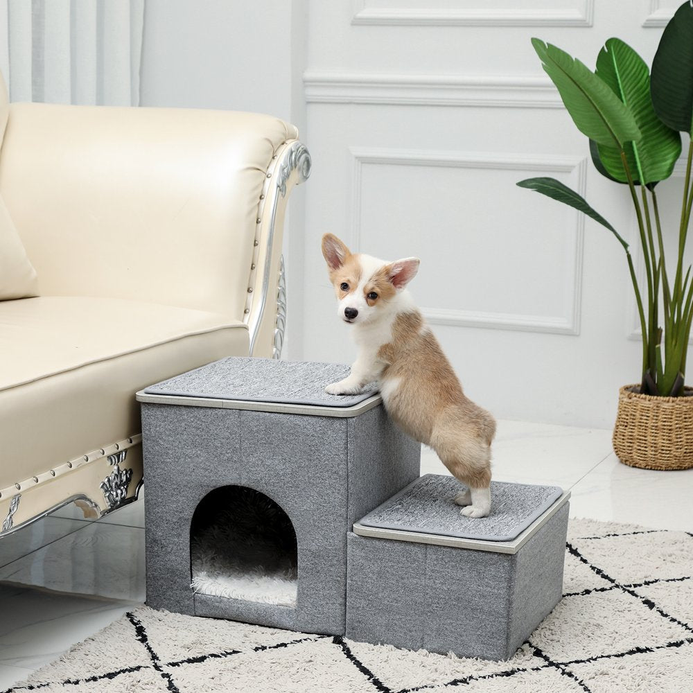 Multi-Functional Foldable Pet Stairs 2 Steps for Dogs Puppies, Dog Stairs ，Grey Animals & Pet Supplies > Pet Supplies > Fish Supplies > Aquarium Lighting Totatuit   