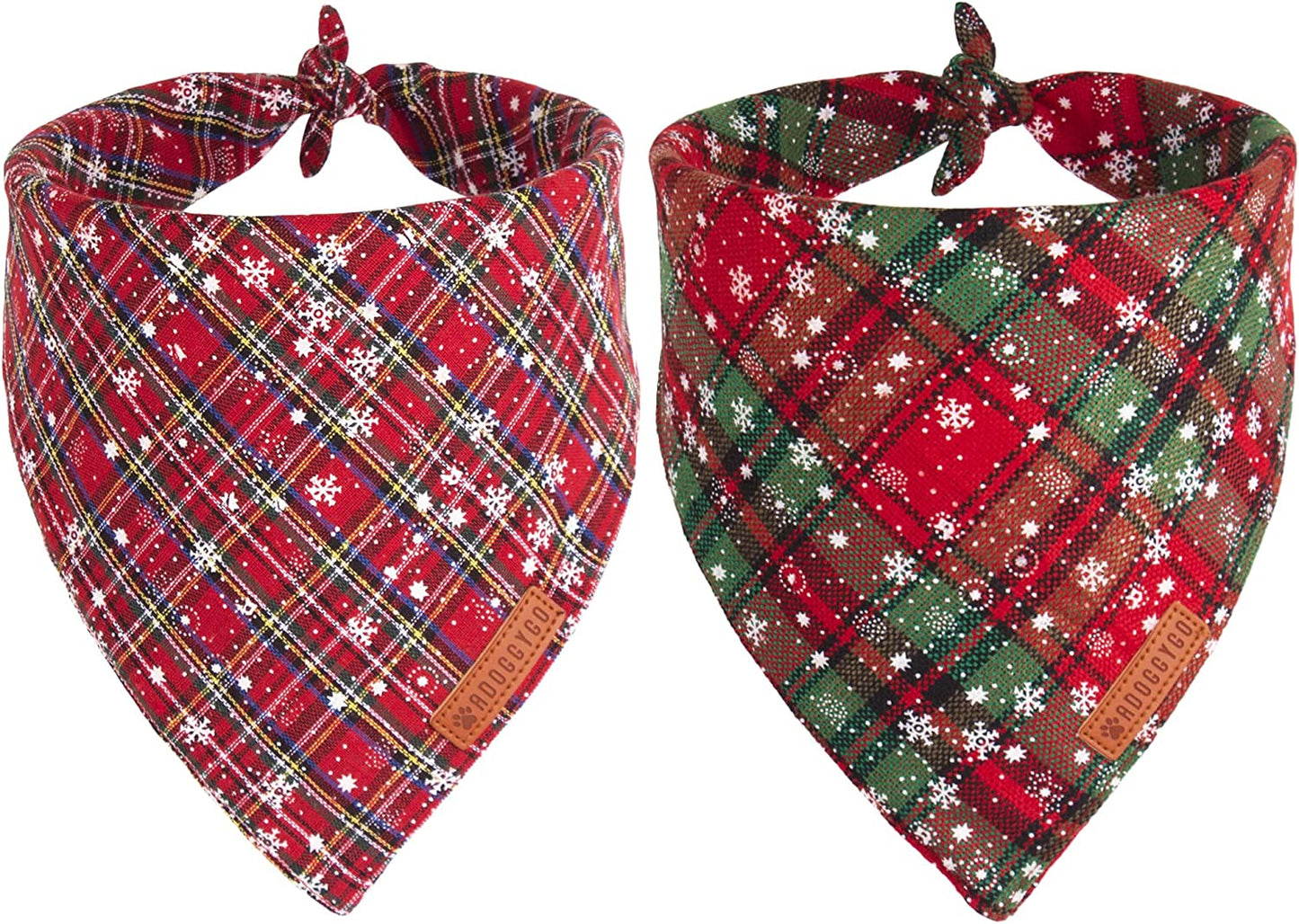 Adoggygo 2 Pack Dog Bandanas Christmas, Stylish Plaid Snowflake Dog Scarf, Premium Durable Fabric, Multiple Sizes Offered, Christmas Bandanas for Medium Large Dogs Pets (Large, Red) Animals & Pet Supplies > Pet Supplies > Dog Supplies > Dog Apparel ADOGGYGO Red Small 