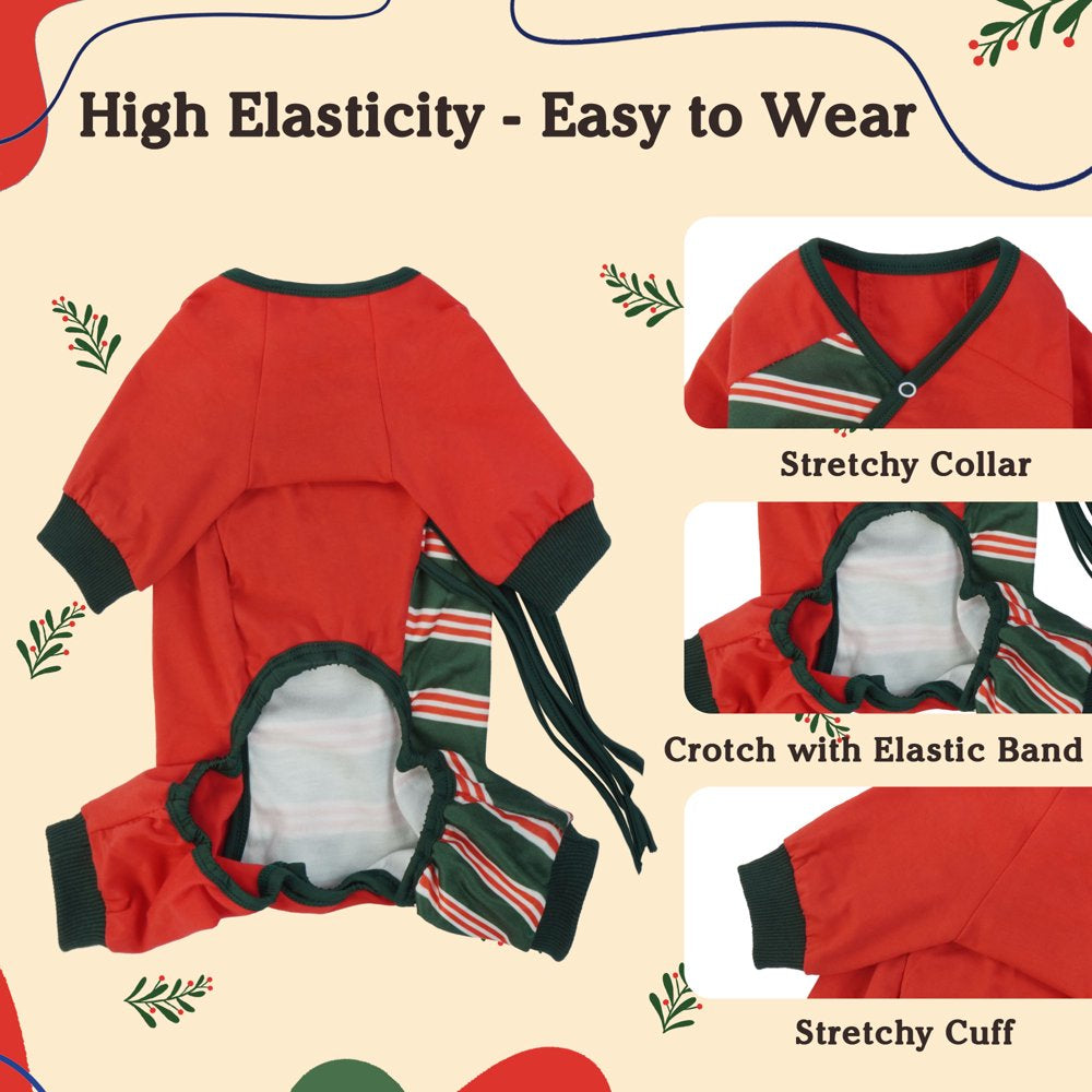 ROZKITCH Dog Pajamas Onesie Bottoming Dog Shirt Coats Dog Apparel Pullover Full Coverage Pajamas Jumpsuit Christmas Style Soft Stretchy Dog Clothes Red Animals & Pet Supplies > Pet Supplies > Dog Supplies > Dog Apparel ROZKITCH   