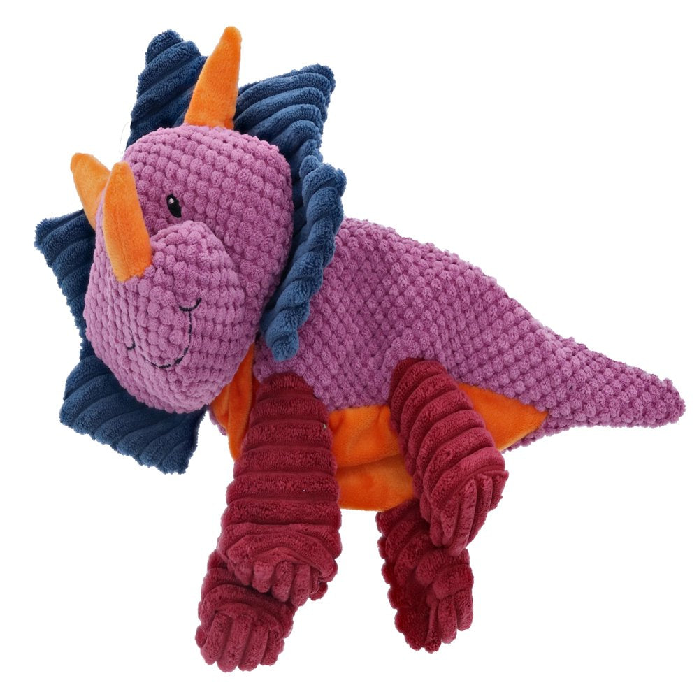 Play 365 Dog Toys Jurassic Flatties Triceratops Purple Large